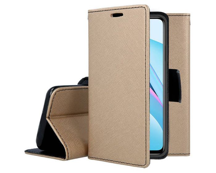 Tel1 Fancy Diary Case Θήκη Πορτοφόλι με δυνατότητα Stand Gold / Black (Xiaomi Mi 10T Lite 5G)