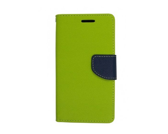 Tel1 Fancy Diary Case Θήκη Πορτοφόλι με δυνατότητα Stand Lime / Navy (Sony Xperia E5)