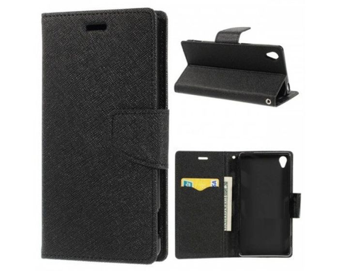 Tel1 Fancy Diary Θήκη Πορτοφόλι με δυνατότητα Stand Black (Sony Xperia Z3)