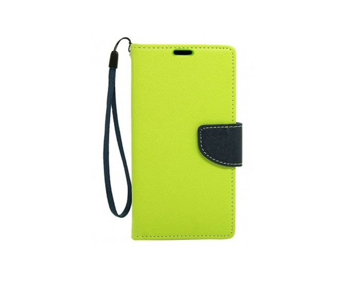 Tel1 Fancy Diary Case Θήκη Πορτοφόλι με δυνατότητα Stand Lime / Navy (Sony Xperia M4 Aqua)