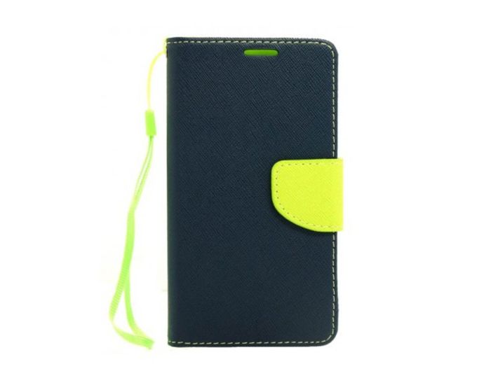 Tel1 Fancy Diary Case Θήκη Πορτοφόλι με δυνατότητα Stand Navy / Lime (Sony Xperia M4 Aqua)