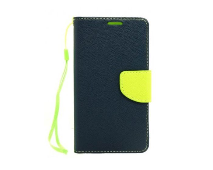 Tel1 Fancy Diary Case Θήκη Πορτοφόλι με δυνατότητα Stand Navy / Lime (Lenovo K3 / A6000)