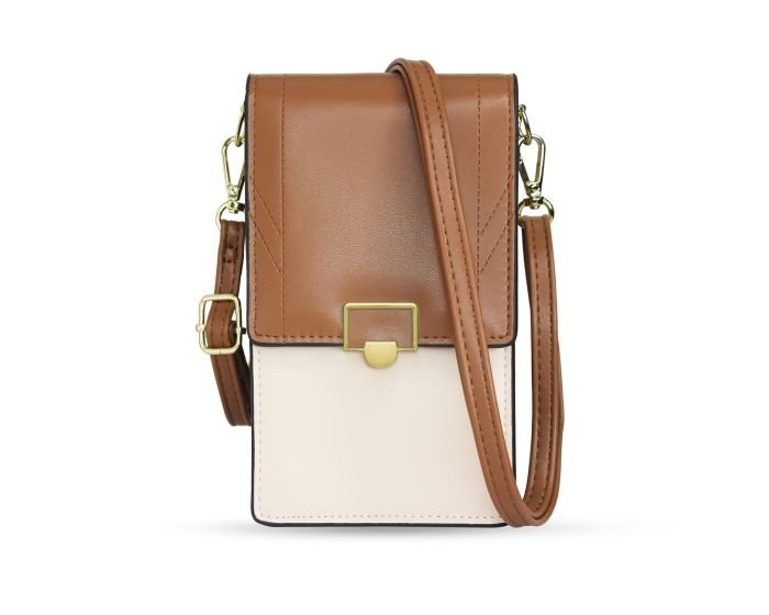 Fancy Smartphone Bag Wallet with Shoulder Strap Τσάντα ‘Ωμου - Light Brown