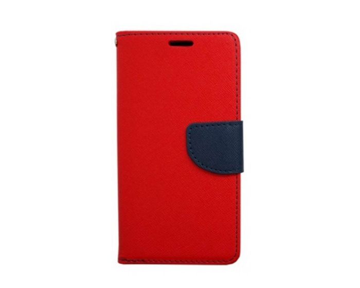 Tel1 Fancy Diary Θήκη Πορτοφόλι με δυνατότητα Stand Red / Navy (Huawei Ascend G8)