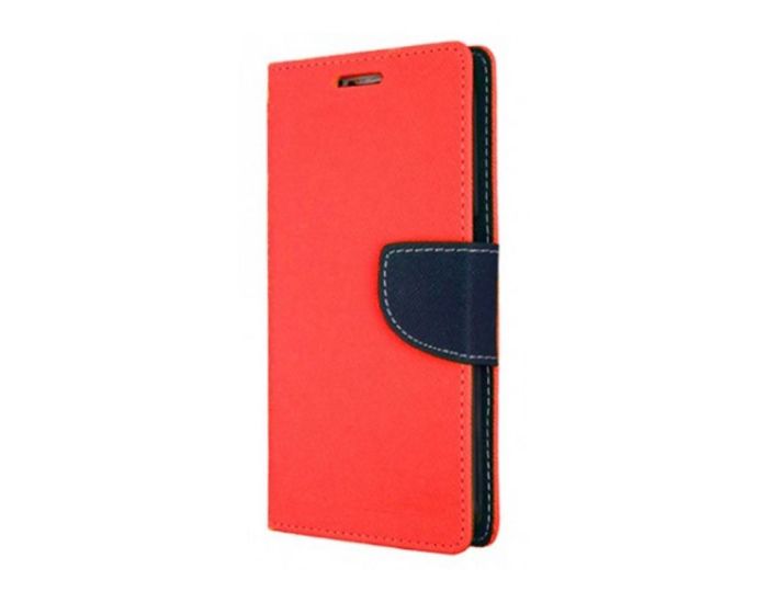 Tel1 Fancy Diary Case Θήκη Πορτοφόλι με δυνατότητα Stand Red / Navy Blue (Huawei Nova 2)