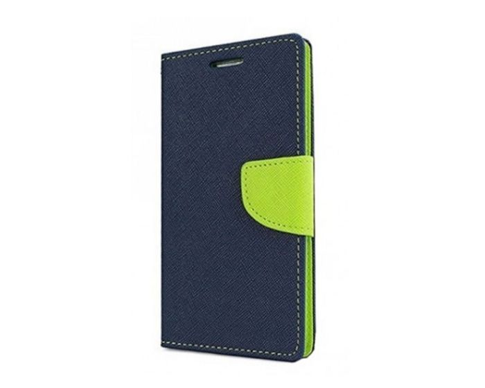 Tel1 Fancy Diary Θήκη Πορτοφόλι με δυνατότητα Stand Navy / Lime (Sony Xperia XZ Premium)