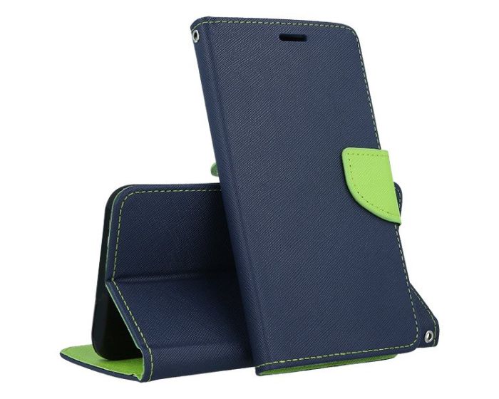 Tel1 Fancy Diary Case Θήκη Πορτοφόλι με δυνατότητα Stand Navy / Lime (Xiaomi Redmi Note 5)