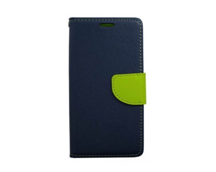 Tel1 Fancy Diary Θήκη Πορτοφόλι με δυνατότητα Stand Navy / Lime (Microsoft Lumia 650)