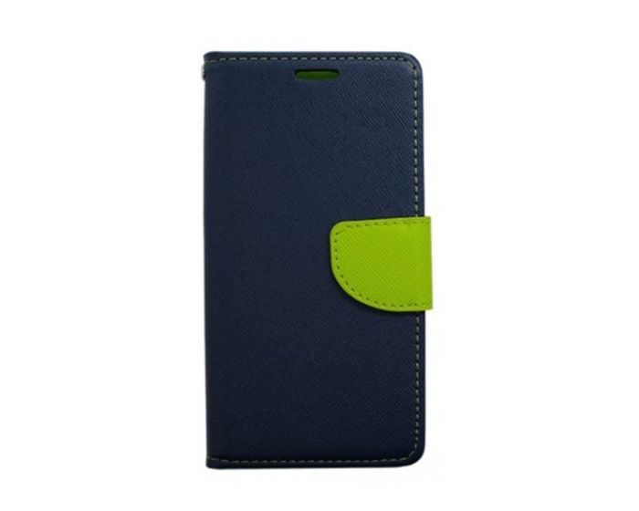 Tel1 Fancy Diary Θήκη Πορτοφόλι με δυνατότητα Stand Navy / Lime (Sony Xperia X)