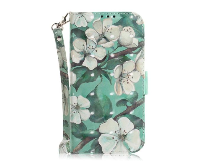 Fashion Wallet Case Θήκη Πορτοφόλι με Δυνατότητα Stand - Flower and Leaf (Xiaomi Redmi Note 8)
