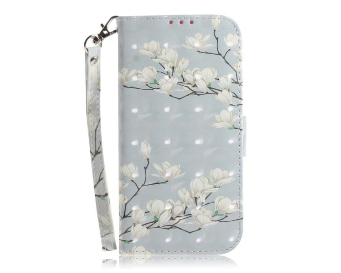 Fashion Wallet Case Θήκη Πορτοφόλι με Δυνατότητα Stand - Flower (Xiaomi Redmi Note 8)