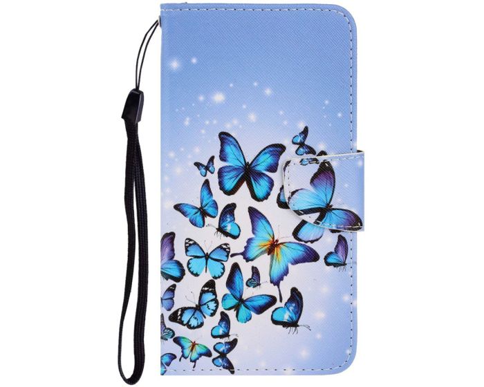 Fashion Wallet Case Θήκη Πορτοφόλι με Δυνατότητα Stand - Vivid Butterflies (Huawei P40 Lite)