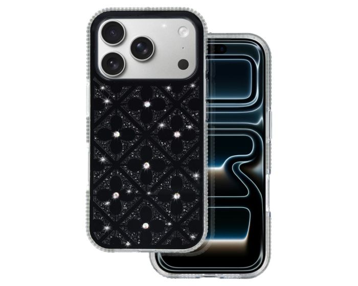 Flower Glamour Strass Case Θήκη Black (iPhone 17)