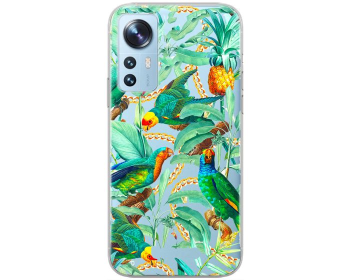 Babaco Flowers Silicone Case (BPCFLOW68230) Θήκη Σιλικόνης 058 Green Parrots (Xiaomi 12 / 12X)