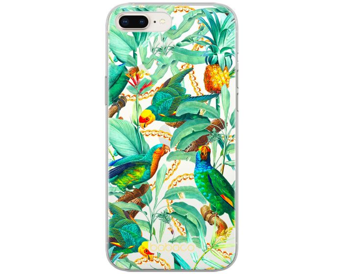 Babaco Flowers Silicone Case (BPCFLOW68022) Θήκη Σιλικόνης 058 Green Parrots (iPhone 7 Plus / 8 Plus)