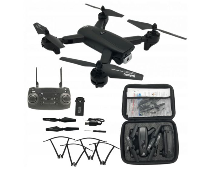 Foldable WiFi Drone with HD Camera and Portable Storage Bag - Black