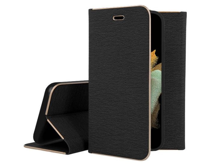 Forcell Luna Wallet Case Θήκη Πορτοφόλι με Δυνατότητα Stand - Black (Samsung Galaxy S23 Ultra) - MT65947