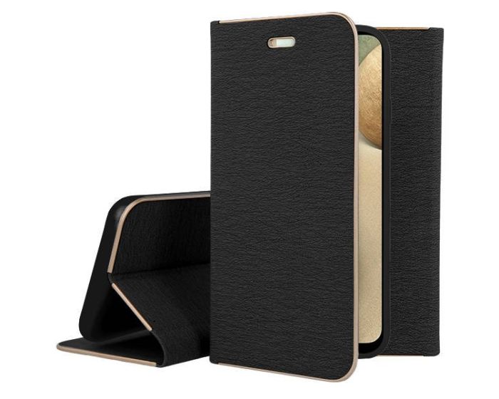 Forcell Luna Wallet Case Θήκη Πορτοφόλι με Δυνατότητα Stand - Black (Samsung Galaxy A12) - MT65981