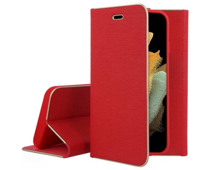 Forcell Luna Wallet Case Θήκη Πορτοφόλι με Δυνατότητα Stand - Red (Samsung Galaxy S23) - MT65952