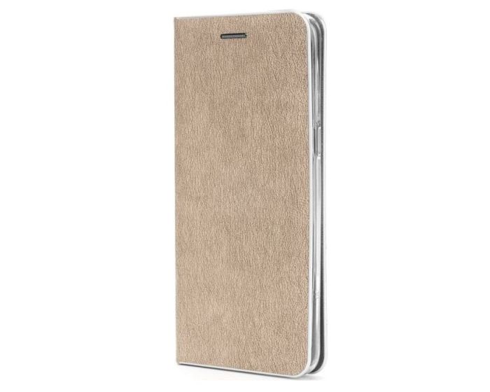 Forcell Luna Silver Wallet Case Θήκη Πορτοφόλι με Δυνατότητα Stand - Gold (Samsung Galaxy S21 Ultra 5G)