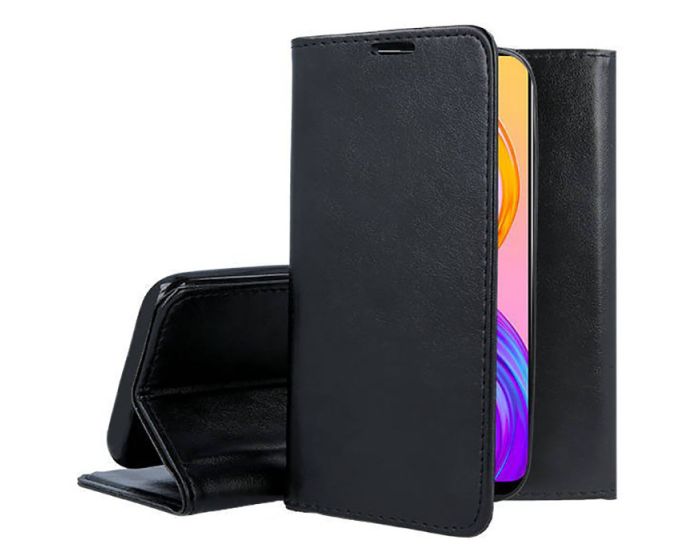 Forcell Magnet Wallet Case Θήκη Πορτοφόλι με δυνατότητα Stand Black (Realme 8 / 8 Pro)