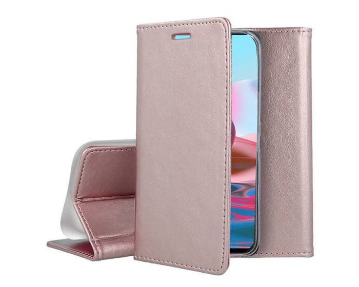 Forcell Magnet Wallet Case Θήκη Πορτοφόλι με δυνατότητα Stand Rose Gold (Xiaomi Redmi Note 10 / 10S / Poco M5s)