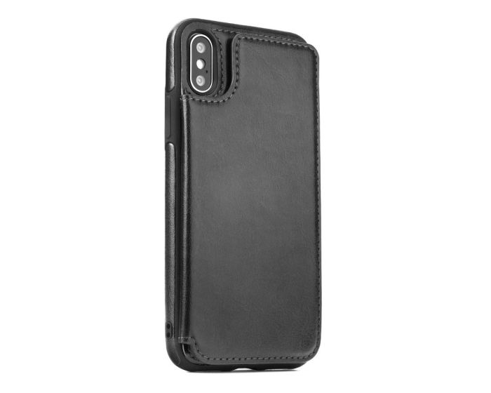 Forcell PU Leather Flip Back Wallet Case Θήκη Πορτοφόλι Black (iPhone X / Xs)