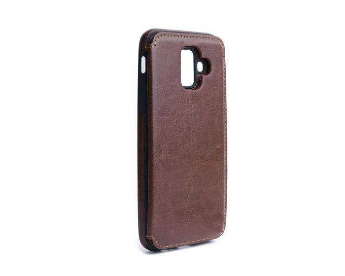Forcell PU Leather Flip Back Wallet Case Θήκη Πορτοφόλι Brown (Samsung Galaxy A6 2018)