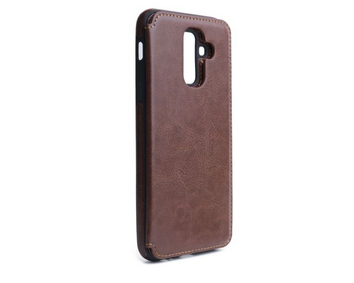 Forcell PU Leather Flip Back Wallet Case Θήκη Πορτοφόλι Brown (Samsung Galaxy A6 Plus 2018)