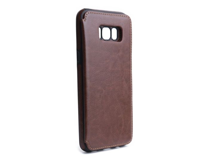 Forcell PU Leather Flip Back Wallet Case Θήκη Πορτοφόλι Brown (Samsung Galaxy S8 Plus)