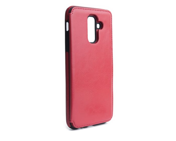 Forcell PU Leather Flip Back Wallet Case Θήκη Πορτοφόλι Red (Samsung Galaxy A6 Plus 2018)