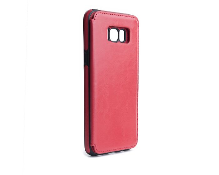 Forcell PU Leather Flip Back Wallet Case Θήκη Πορτοφόλι Red (Samsung Galaxy S8 Plus)