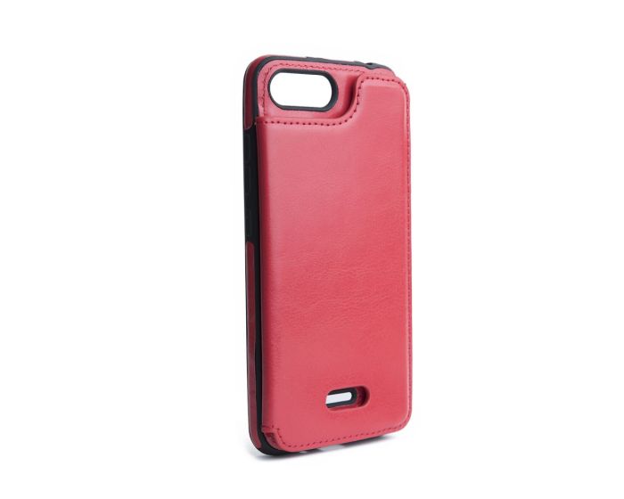 Forcell PU Leather Flip Back Wallet Case Θήκη Πορτοφόλι Red (Xiaomi Redmi 6)
