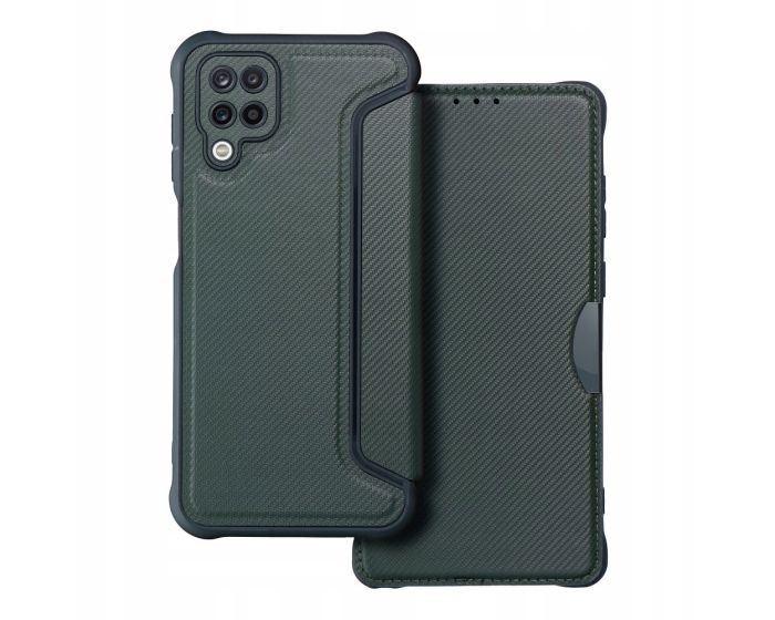 Forcell Razor Carbon Wallet Case Θήκη Πορτοφόλι - Dark Green (Samsung Galaxy A12) - MT60978