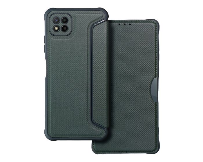 Forcell Razor Carbon Wallet Case Θήκη Πορτοφόλι - Dark Green (Samsung Galaxy A22 5G)