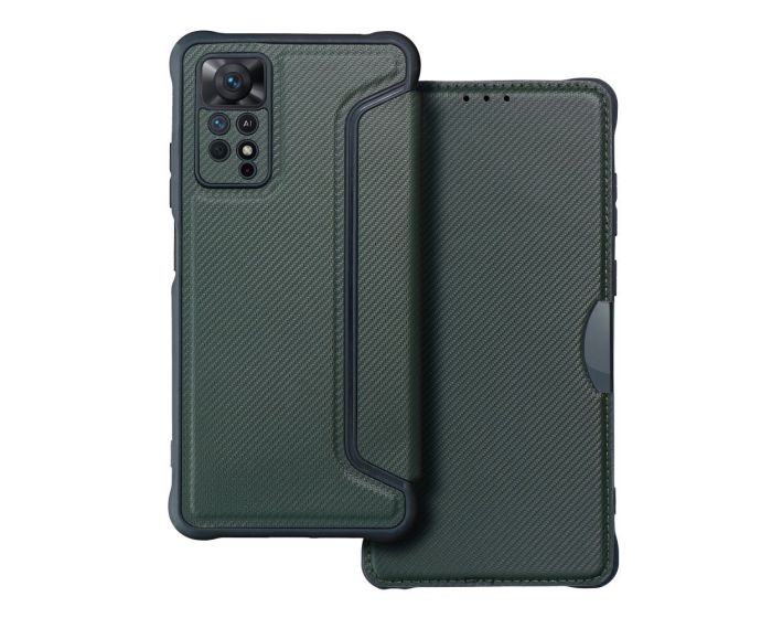 Forcell Razor Carbon Wallet Case Θήκη Πορτοφόλι - Dark Green (Xiaomi Redmi Note 11 Pro 4G / 5G)