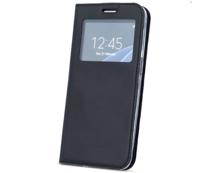 Forcell S View Window Preview Flip Case Stand - Black (Huawei P20)