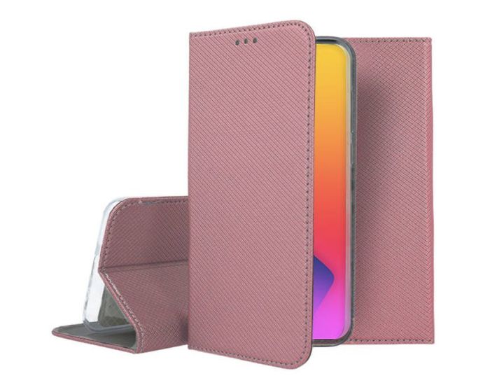 Forcell Smart Book Case με Δυνατότητα Stand Θήκη Πορτοφόλι Rose Gold (iPhone 14) - MT63874