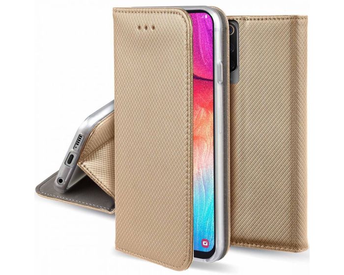 Forcell Smart Book Case με Δυνατότητα Stand Θήκη Πορτοφόλι Gold (Xiaomi Redmi Note 10 Pro)