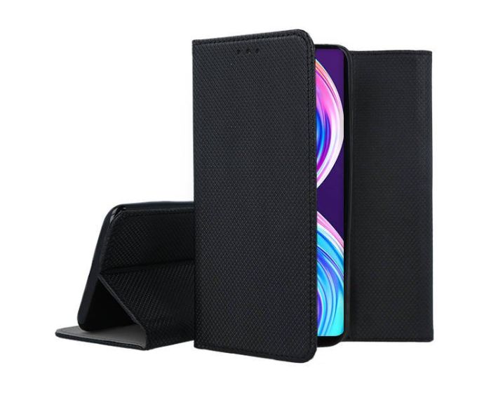 Forcell Smart Book Case με Δυνατότητα Stand Θήκη Πορτοφόλι Black (Realme 8 / 8 Pro)