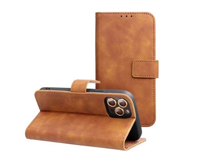Forcell Tender Wallet Case Θήκη Πορτοφόλι με Δυνατότητα Stand - Brown (Samsung Galaxy S23 Ultra)
