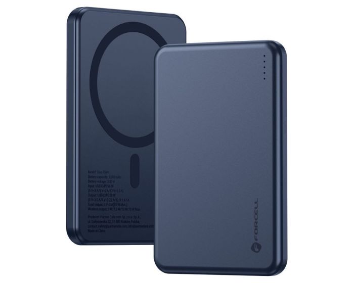 Forcell F-Energy Slim F5K9 MagSafe Power Bank 5000mAh QC4.0 PD3.0 15W Εξωτερική Μπαταρία - Navy Blue - MT83129