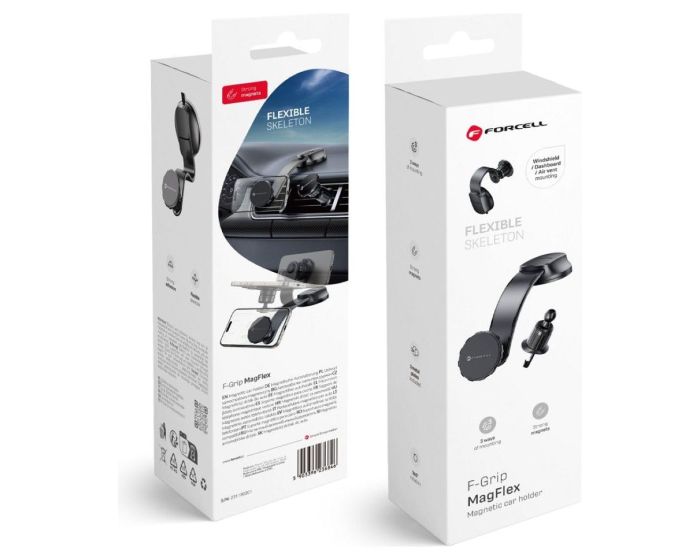 FORCELL F-GRIP MagFlex Magnetic Car Holder for Windshield / Dashboard / Air Vent Μαγνητική Βάση Αυτοκινήτου - Black - MT79594
