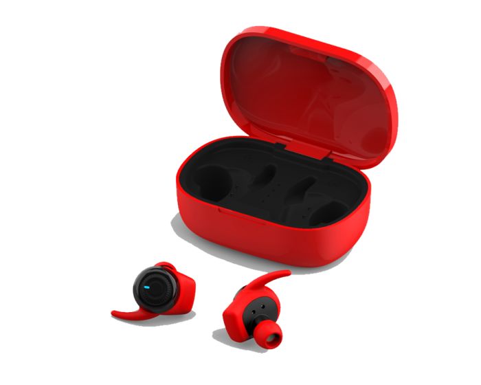 Forever TWE-300 4Sport TWS Wireless Bluetooth Stereo Earbuds with Charging Box - Red