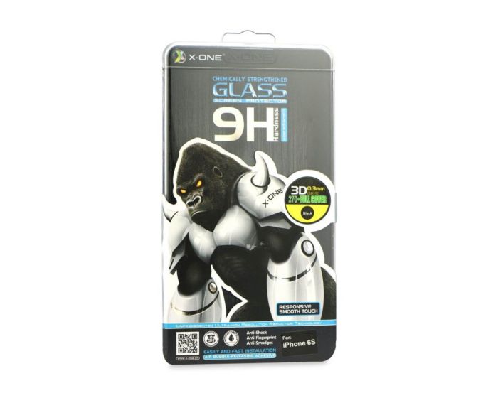 X-One Full Face Αντιχαρακτικό Γυάλινο Προστατευτικό Πλήρους Οθόνης 9H - 2.5D Tempered Glass Screen Protector Black (iPhone 6 Plus / 6s Plus)