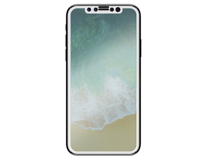 4D Full Screen 9H Tempered Glass with White Frame Αντιχαρακτικό Γυάλινο Προστατευτικό - Λευκό (iPhone X)