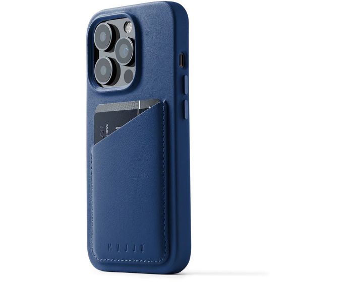 Mujjo Full Leather Wallet Case (MUJJO-CL-028-BL) Δερμάτινη Θήκη - Monaco Blue (iPhone 14 Pro)