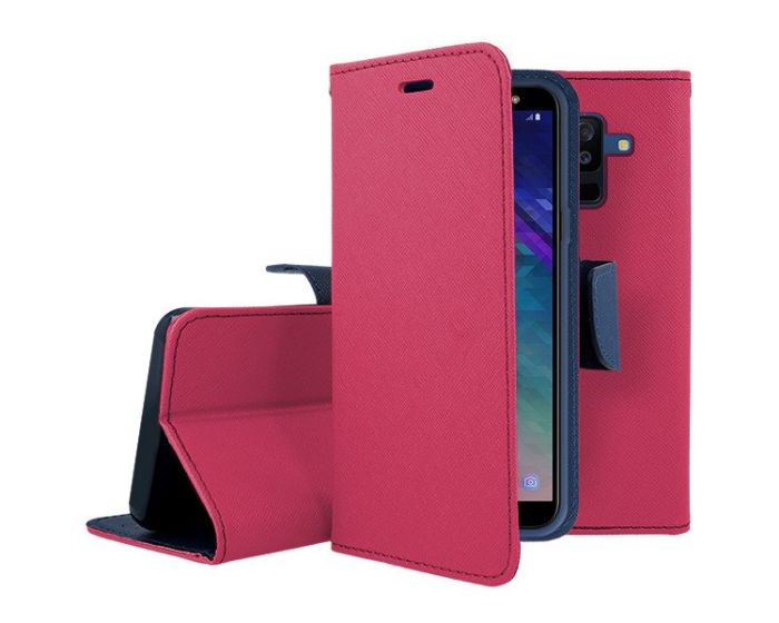 Tel1 Fancy Diary Θήκη Πορτοφόλι με δυνατότητα Stand Pink / Navy (Samsung Galaxy A6 Plus 2018)