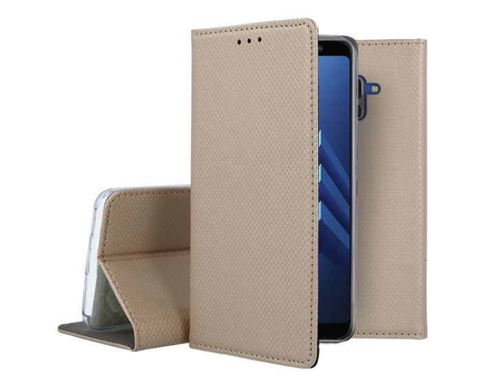 Forcell Smart Book Case με Δυνατότητα Stand Θήκη Πορτοφόλι Gold (Samsung Galaxy A8 Plus 2018)