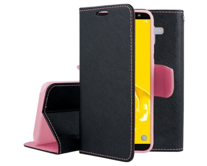 Tel1 Fancy Diary Case Θήκη Πορτοφόλι με δυνατότητα Stand Black / Pink (Samsung Galaxy J3 II - 2016)
